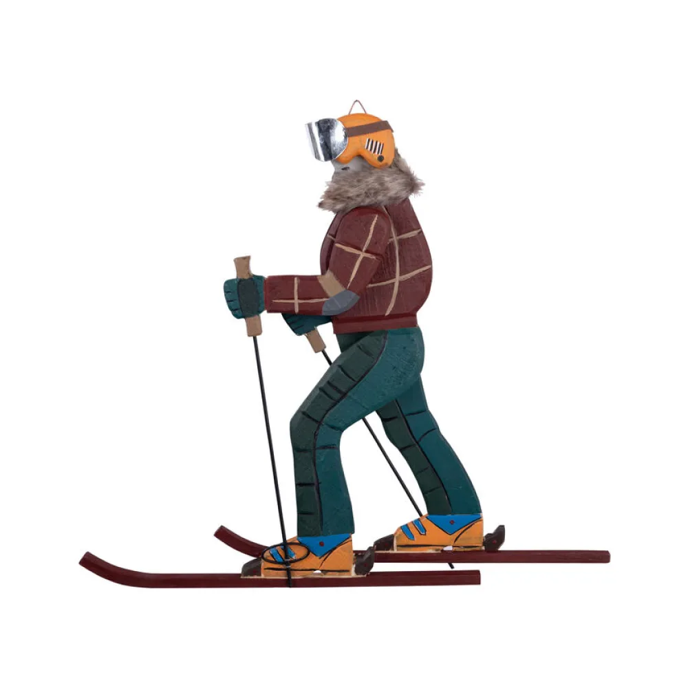 Skifahrer "Vintage" aus Holz ,Deko zum Hängen 50cm – Bild 2