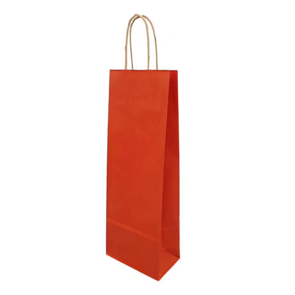 Flaschentragetaschen Flaschentaschen 140+80x390mm Papier dunkelrot gerippt mit Kordel – Bild 2