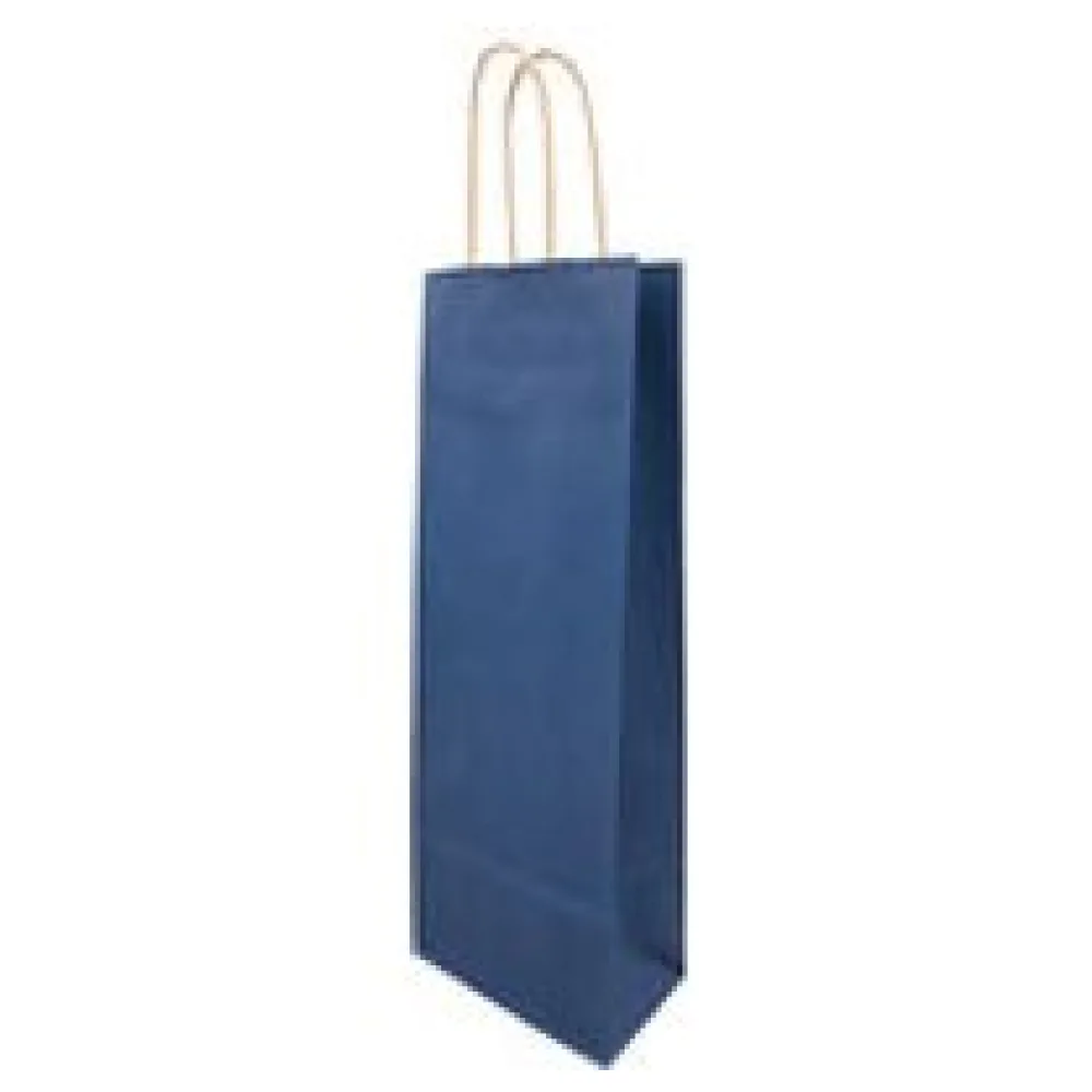 Flaschentragetaschen Flaschentaschen 140+80x390mm Papier dunkelblau gerippt mit Kordel – Bild 3