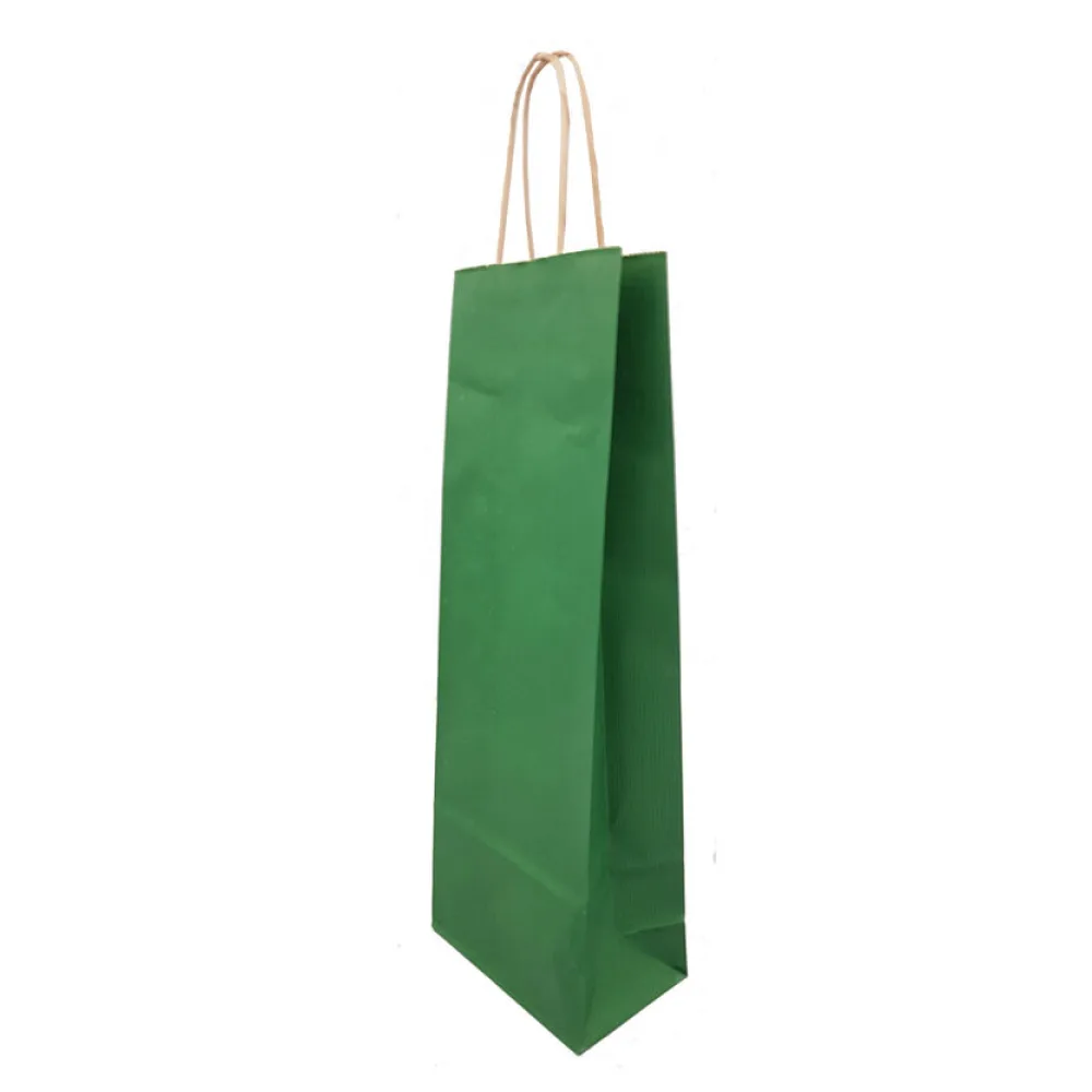 Flaschentragetaschen Flaschentaschen 140+80x390mm Papier dunkelgrün gerippt mit Kordel – Bild 2