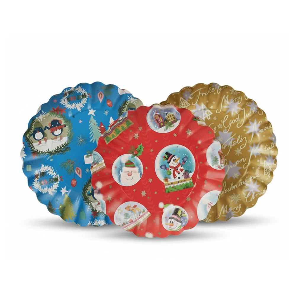 Gebäckschalen Plätzchenschalen für Weihnachtsgebäck Pappe O 23 cm verschiedene Motive, 2 Stk – Bild 2