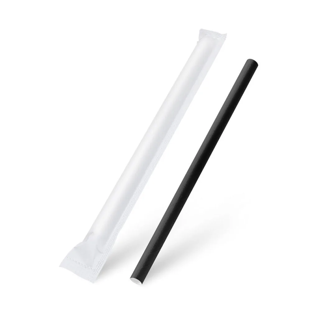 Papiertrinkhalme für BUBBLE TEA JUMBO schwarz, einzeln gehüllt 21cm O12 mm, 100 Stk. – Bild 2