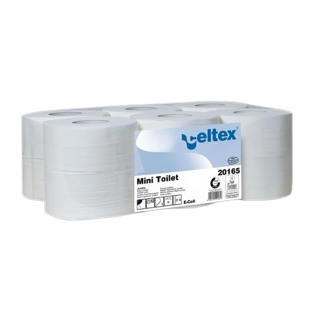 Mini Jumbo Toilettenpapier 2-lagig Zellstoff 9,2x18cm weiß, 12 Rollen je 160m – Bild 2