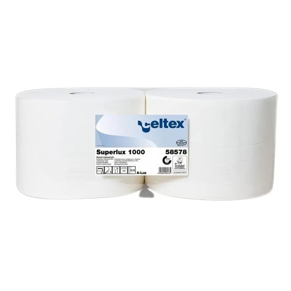 Putzpapier 3-lagig Zellstoff 26,5 x 38 cm weiß , 2 Rollen je 1000 Blatt – Bild 2