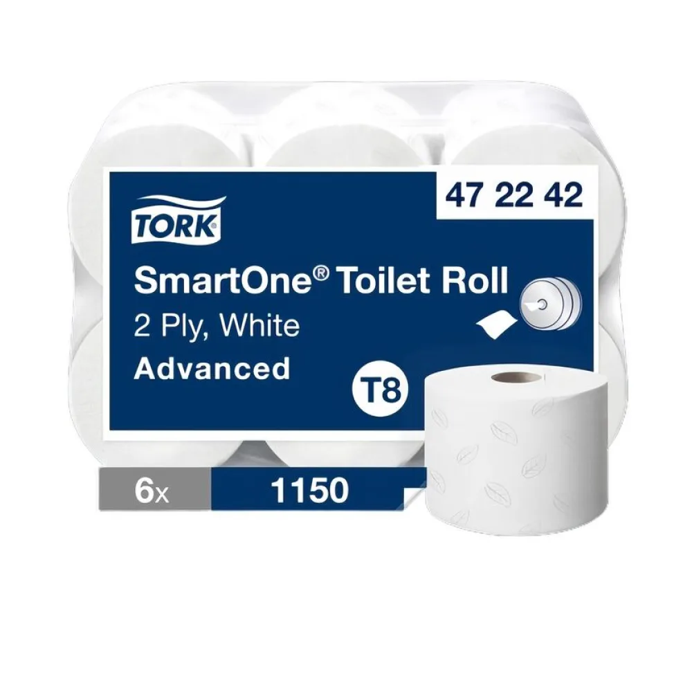 SmartOne Toilettenpapier T8 2-lagig 6 Rollen je 1150 Blatt, weiß – Bild 2