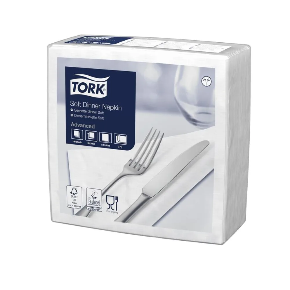 Dinnerservietten hochweiß 3-lagig 39 x 39 cm 1/4 Falz, 1200 Stück – Bild 2