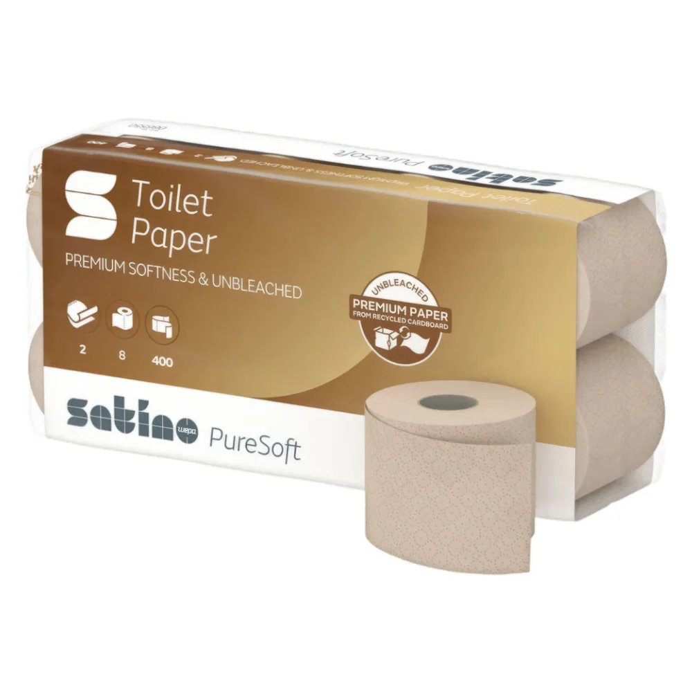 Puresoft Toilettenpapier 2-lagig aus 100% recyceltem Karton, System MT1, 64 Rollen je 250 blatt – Bild 2