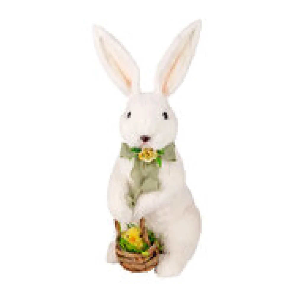 Hase mit Küken aus Fasern in Wolloptik Osterhase Osterdeko 43 cm