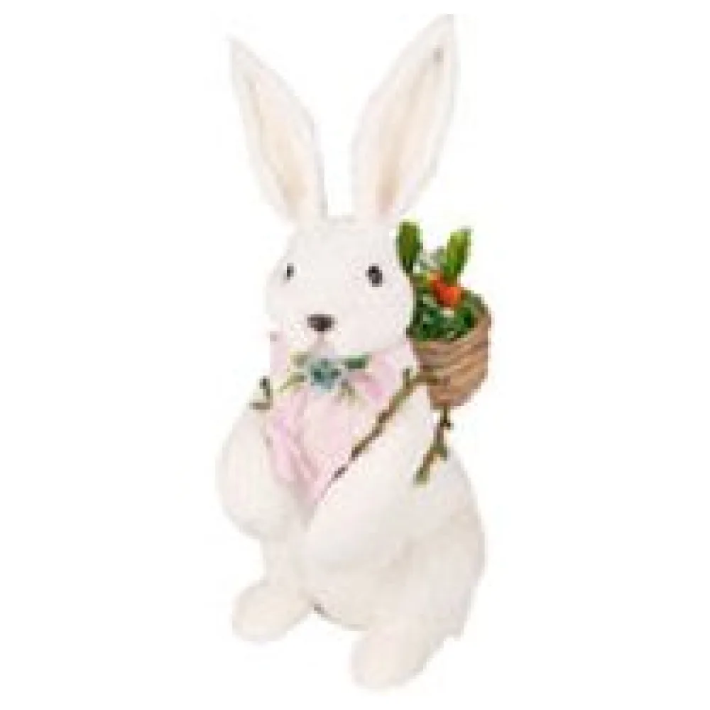 Hase mit Korb aus Fasern in Wolloptik Osterhase Osterdeko 43 cm – Bild 3