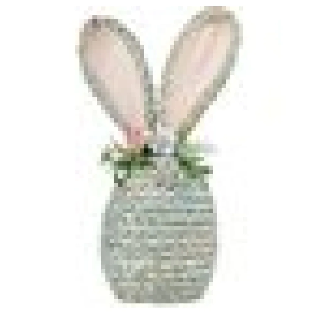 Osterhase aus Maisstroh mit Blumen, Osterdeko 25 cm blau – Bild 4