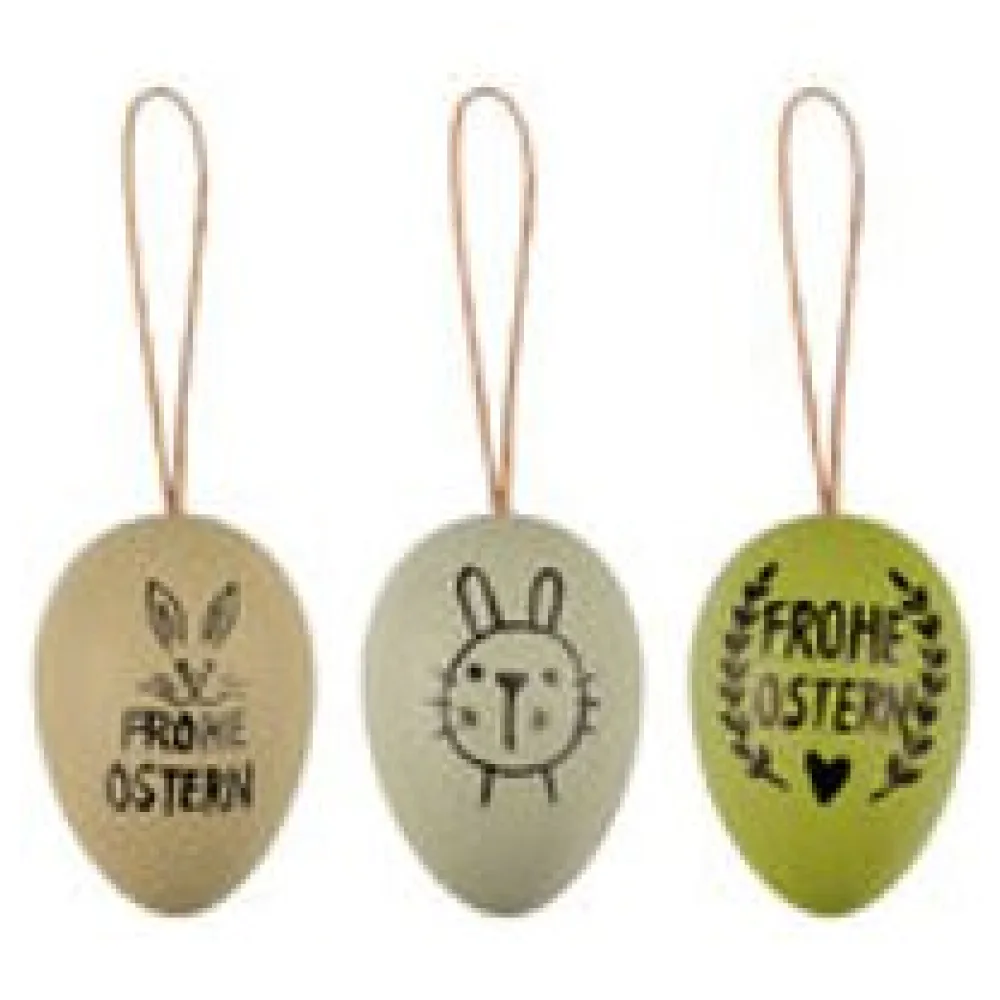 Ostereier Kunststoffeier "Statement" Osterdeko sand/grün/mint 6 cm, 6 Stk. – Bild 3