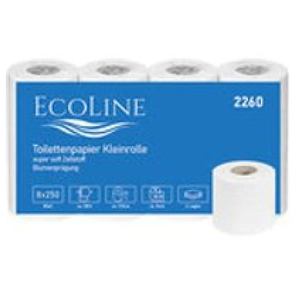 Ecoline Toilettenpapier 2 lagig 250 Blatt Zellstoff 9,5x11cm Blumenprägung 8x8 Rollen=64 Rollen – Bild 3