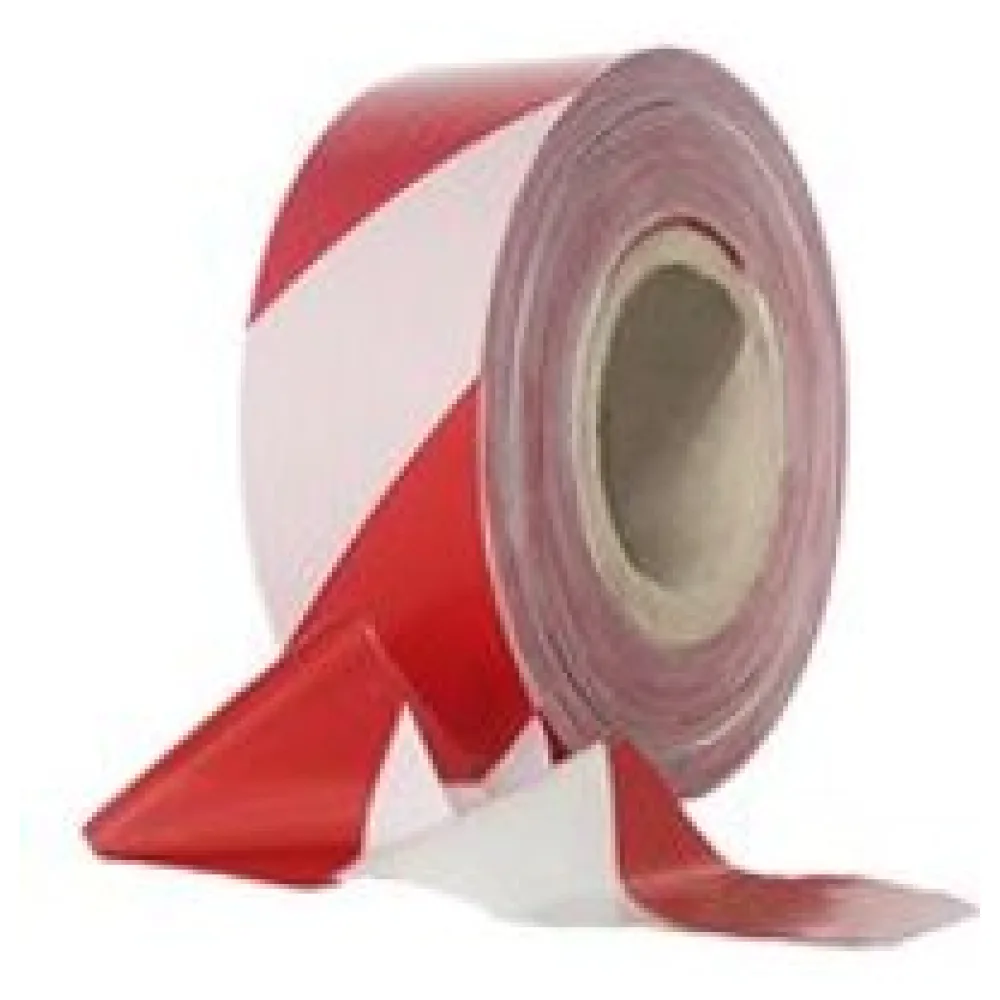 Absperrband STANDARD rot weiß gestreift 25 my 75 mm breit 500 m 100 % Rezyklat – Bild 3