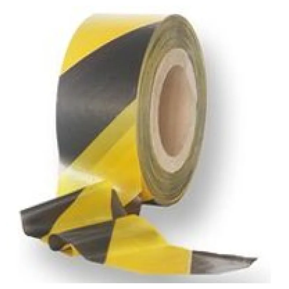 Absperrband STANDARD gelb schwarz gestreift 25 my 75 mm breit 500 m 100 % Rezyklat – Bild 3