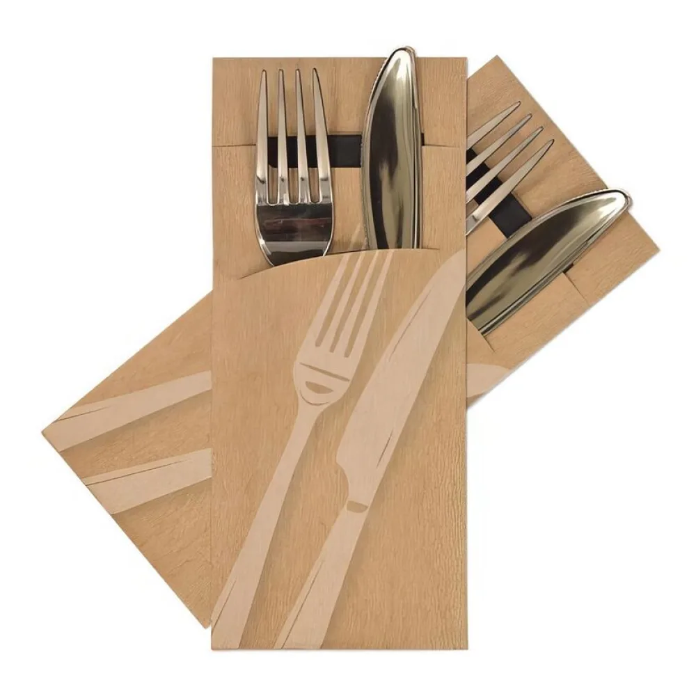 Pochetto Bestecktaschen "Messer und Gabel" 200x85mm inkl. Serviette schwarz, 520 Stk. – Bild 2