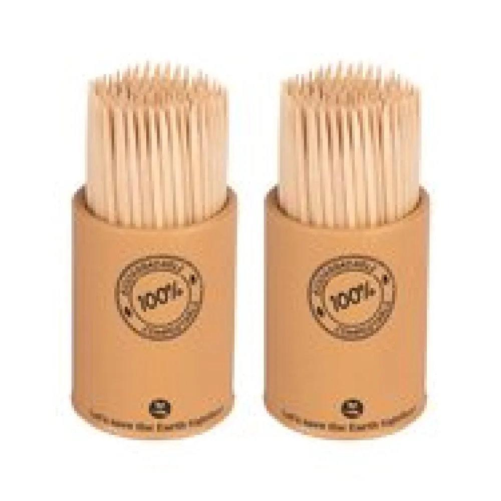 Zahnstocher aus Holz rund O2mm 65mm, 2 Behälter je 150 Stk.