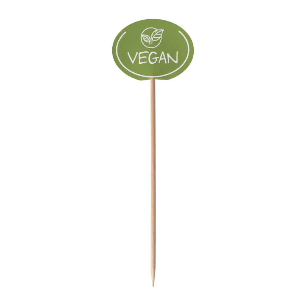 Kennzeichnungspicker Deko-Picker "Vegan" 12 cm grün, 100 Stk. – Bild 2