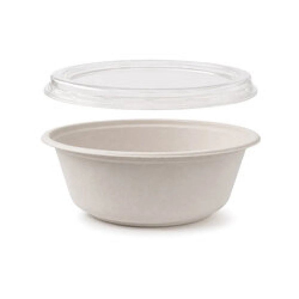 Dressingbecher Dipschale 30ml rund aus Bagasse Zuckerrohr kompostierbar inkl Deckel aus PLA, 150 Stk.