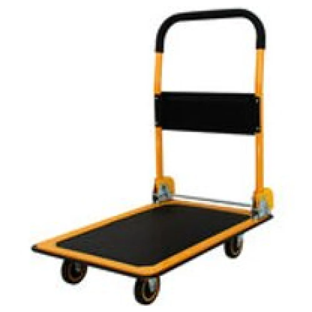 Plattformwagen Transportwagen klappbar 300 kg, Transportwagen aus Stahl, 610 x 900 x 910 mm, schwarz/gelb mit Bremse – Bild 3