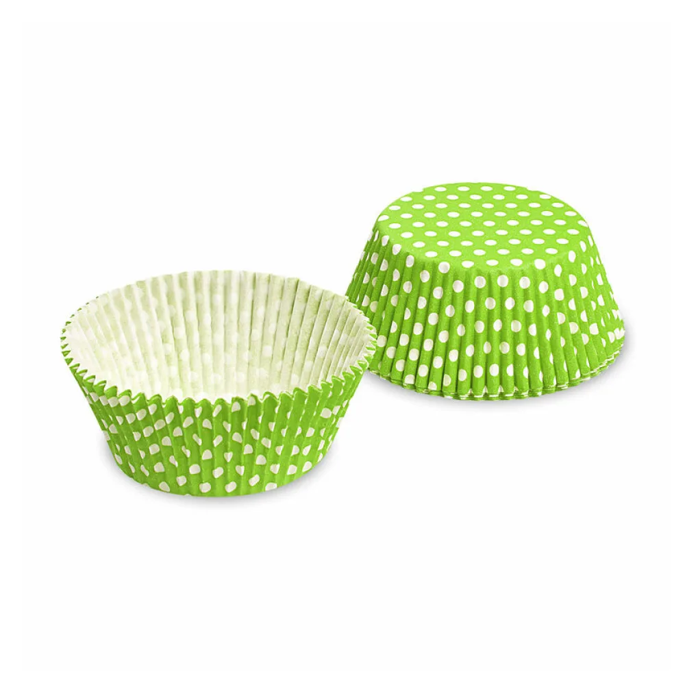 Muffinkapseln Gebäckkapseln Gelbgrün mit weißen Punkten O 50 x 30 mm, 40 Stk. – Bild 2
