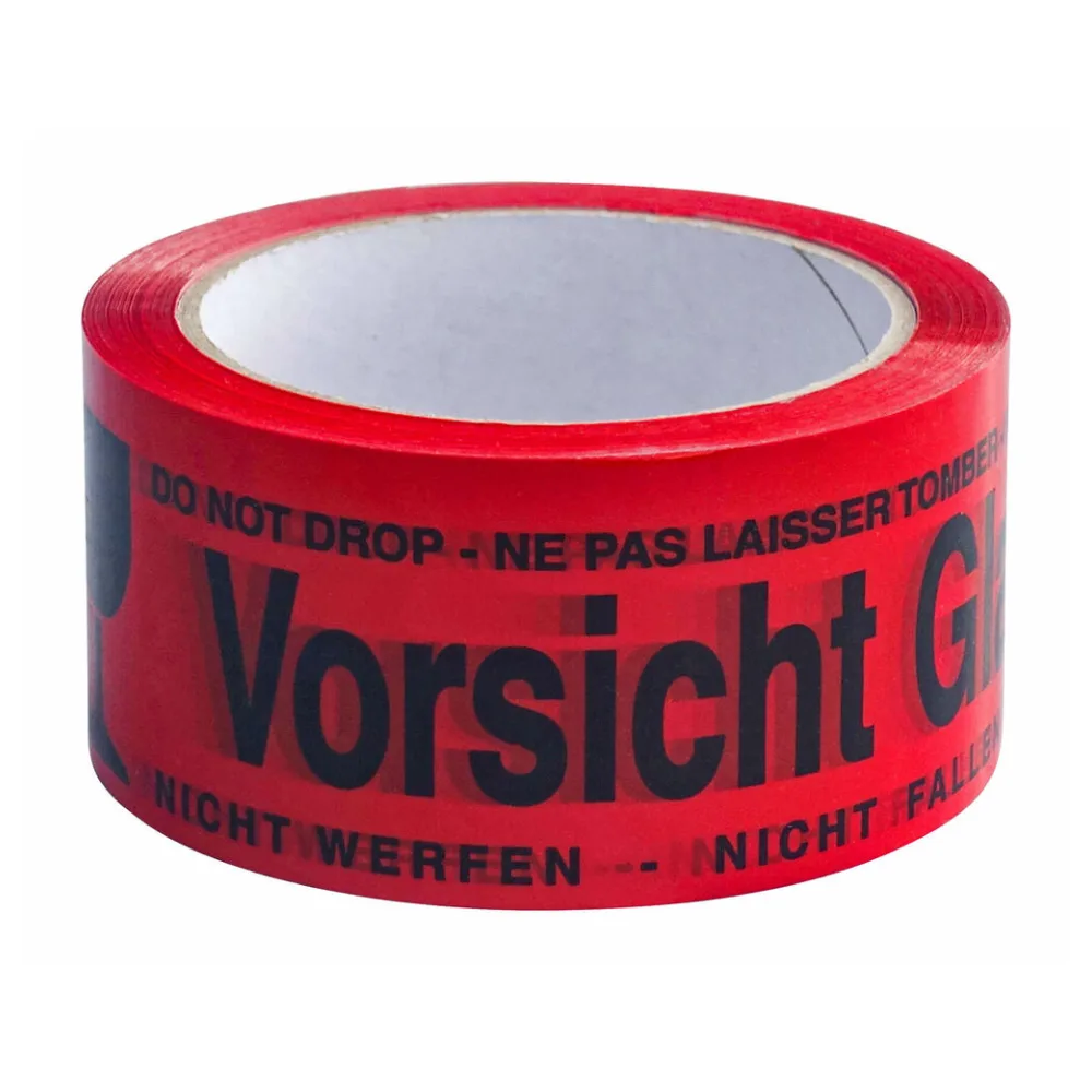 Packband Klebeband OPP-919NN, 50mmx66m, rot mit Aufdruck VORSICHT GLAS – Bild 2