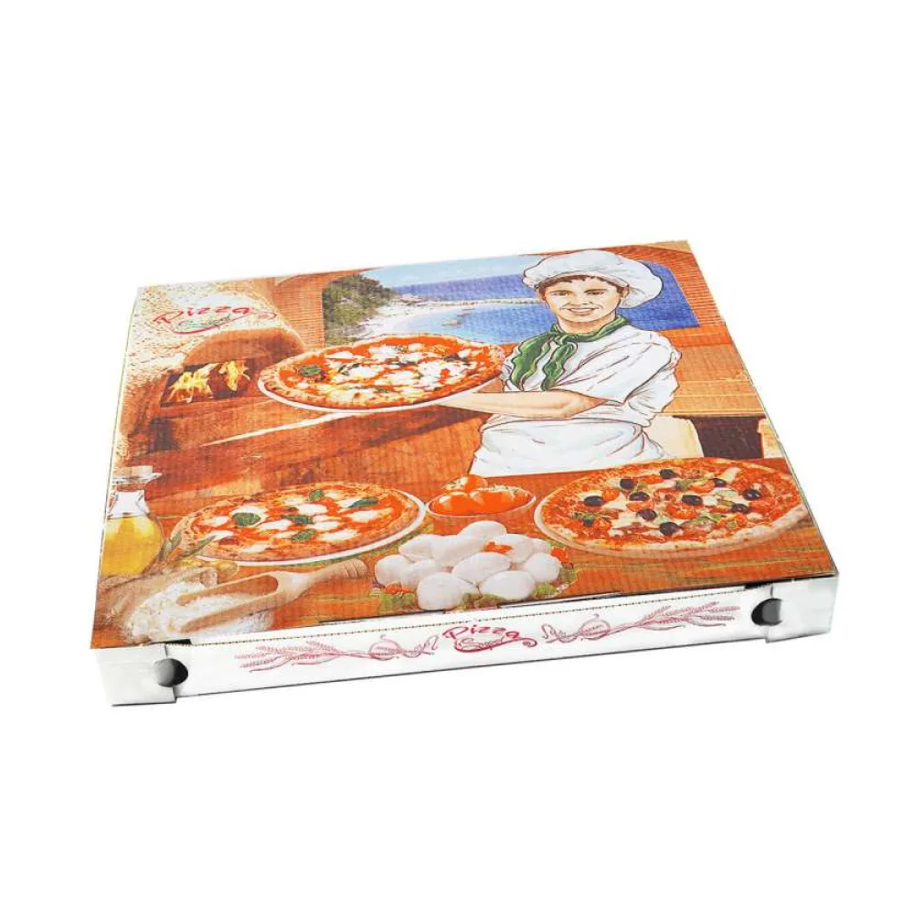Pizzakarton aus Mikrowellpappe mit neutralem Motiv, 32,5 x 32,5 x 3 cm, 100 Stk. – Bild 2