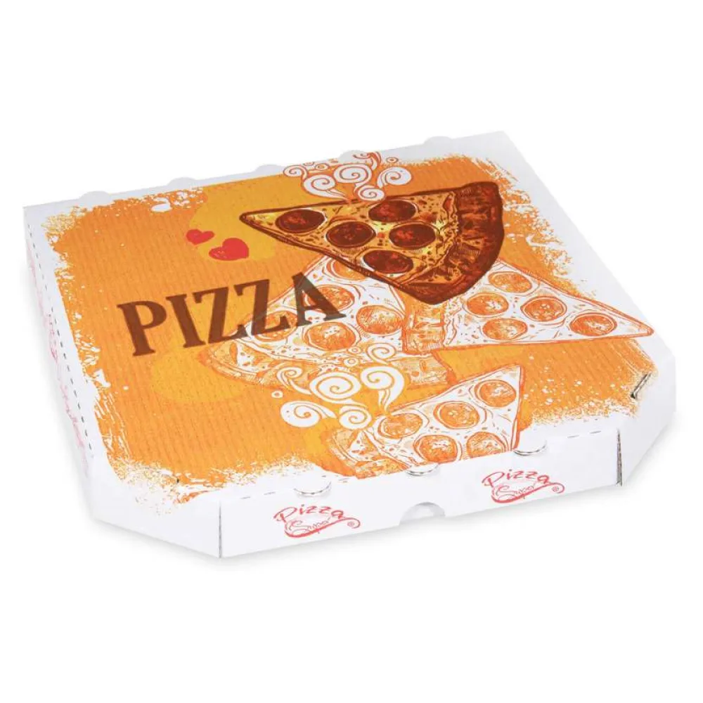 Pizzakarton aus Mikrowellpappe mit neutralem Motiv, 26 x 26 x 3 cm, 100 Stk. – Bild 2