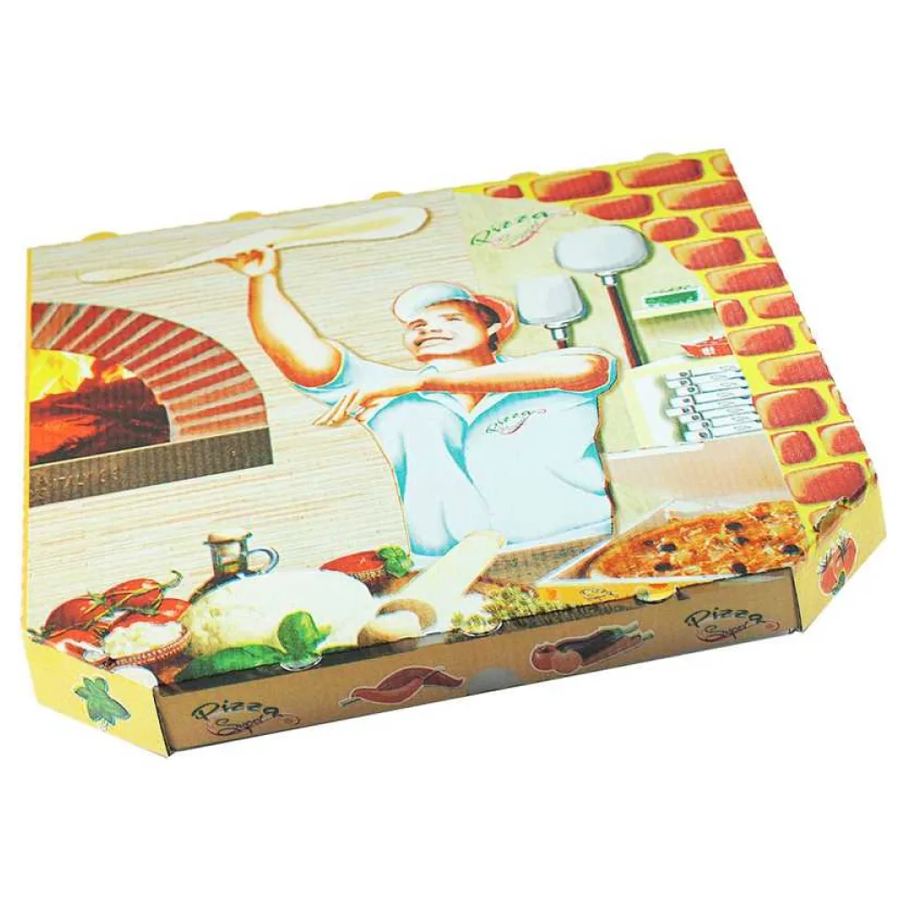 Pizzakarton aus Mikrowellpappe mit neutralem Motiv, 32 x 32 x 3 cm, 100 Stk. – Bild 2