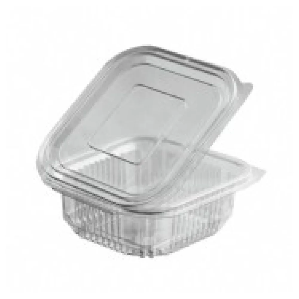 Rechteckbecher klar mit Deckel 250 ml (PET), 50 Stk.