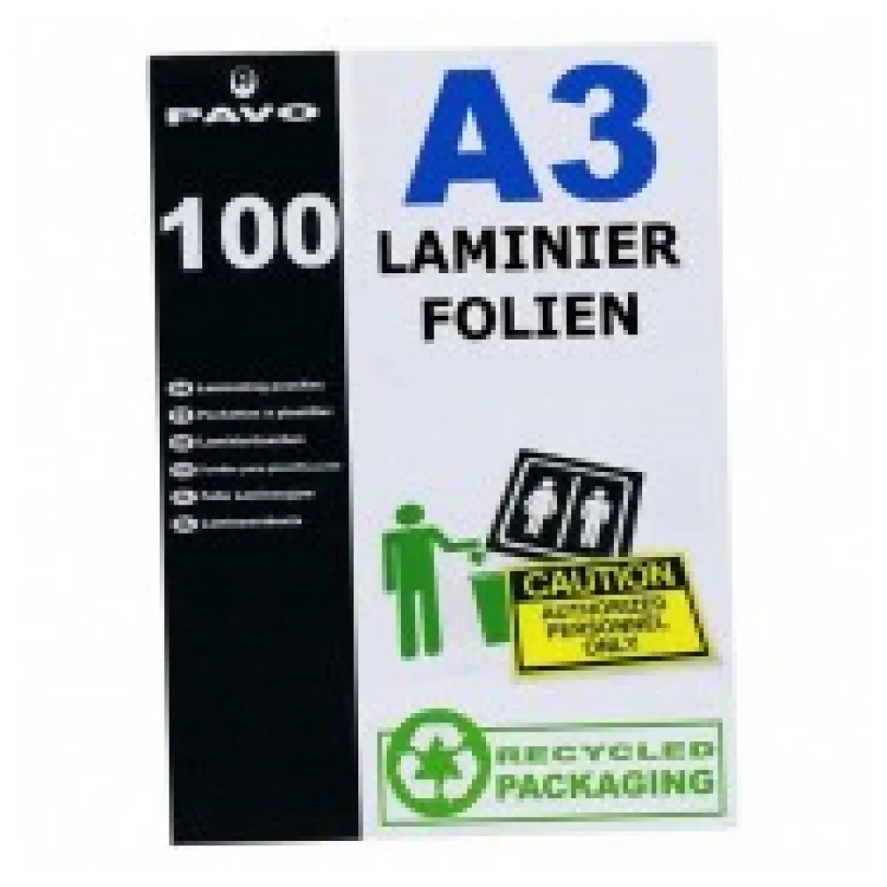 Laminierfolien A3, 303 x 426mm, 2x 75/80 mic, Hochglanz, 100 Stk.