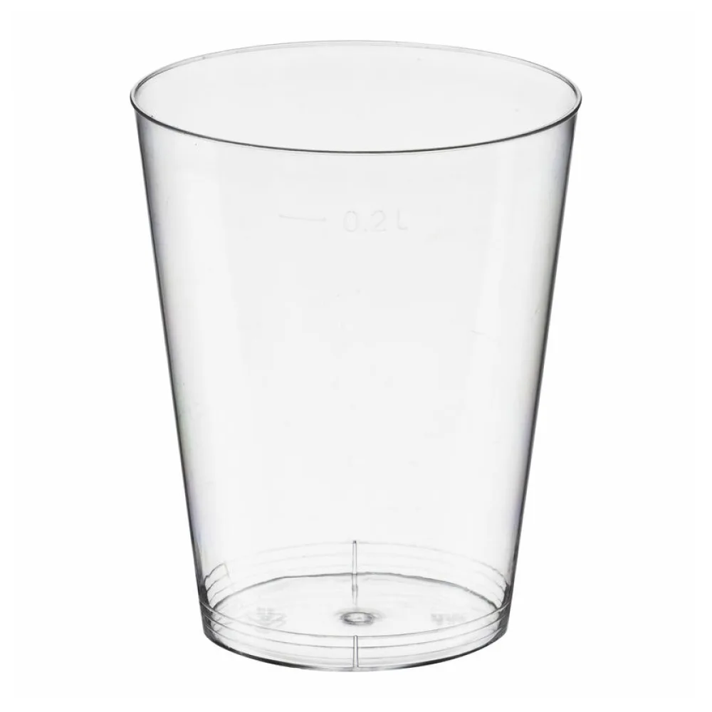 Einweg-Trinkglas 200ml, PS, mit Eichstrich, transparent glasklar, 50 Stk. – Bild 2