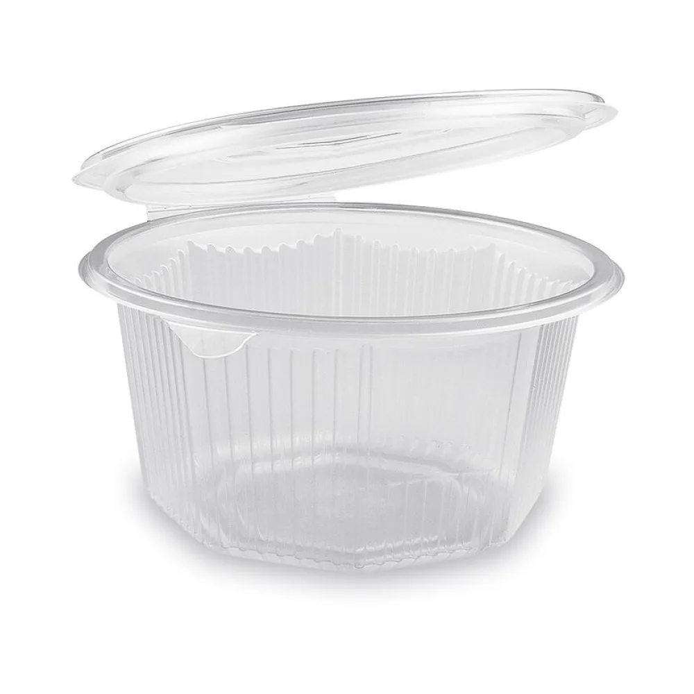 Achteckbecher klar mit angehängtem Deckel 1000 ml (PP), 50 Stk. – Bild 2