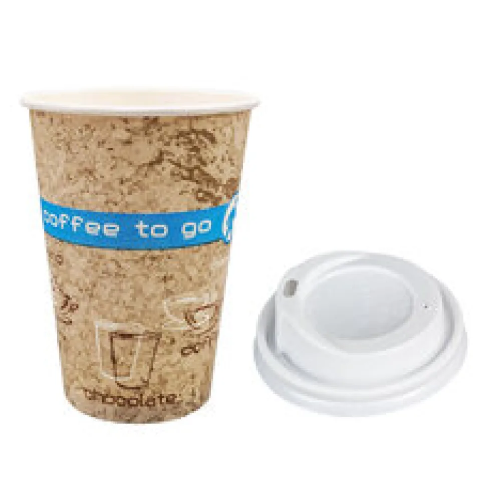 Kaffeebecher Coffee ToGo DREAMS mit Deckel weiß 300 ml hoch + schmal 50 Stk.