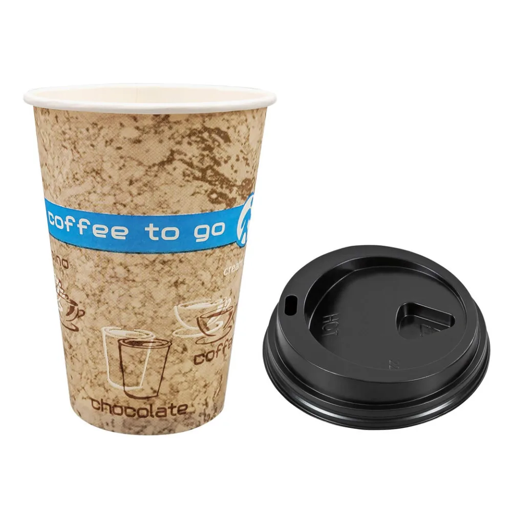 Kaffeebecher Coffee ToGo DREAMS mit Deckel schwarz 300 ml hoch + schmal 100 Stk. – Bild 2