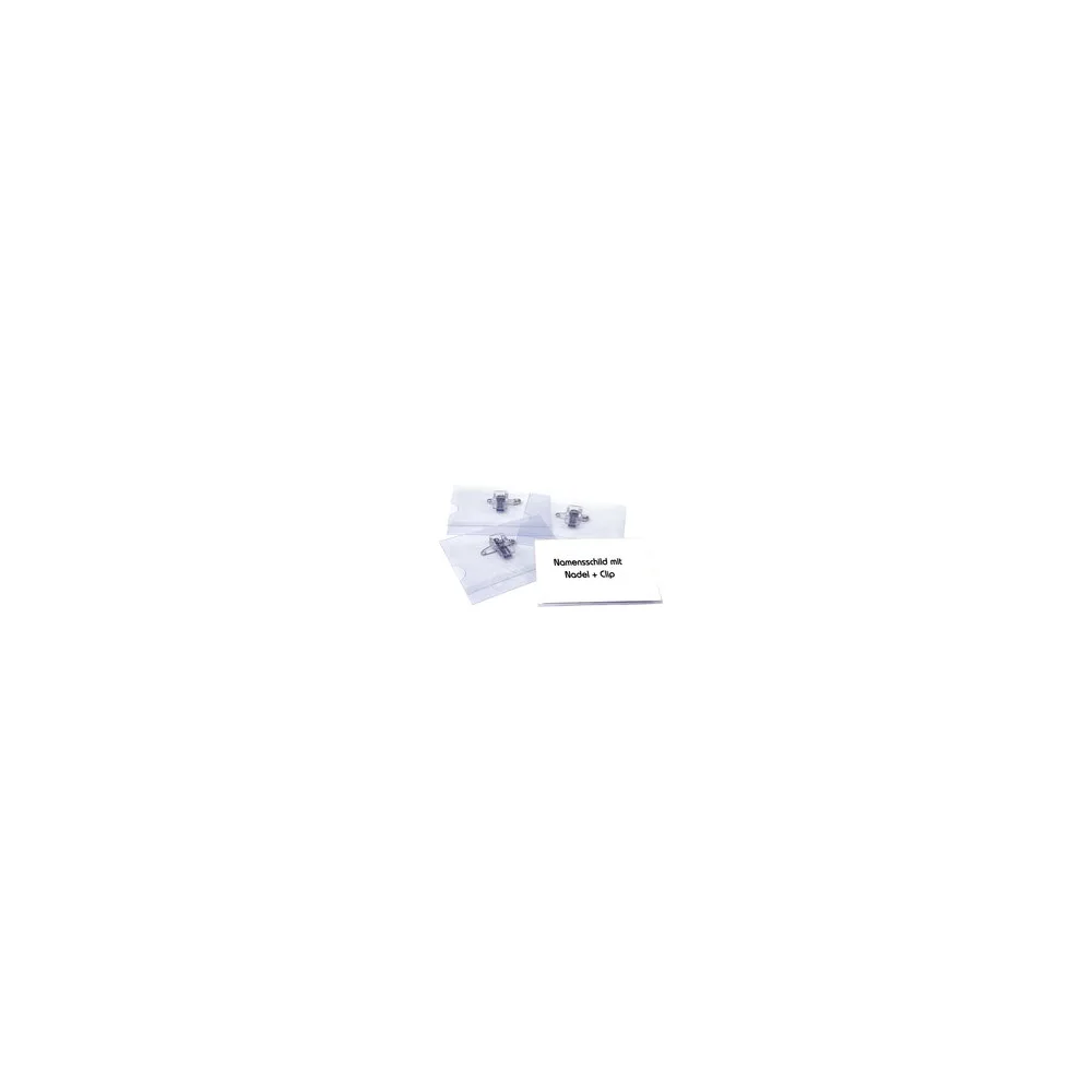 Ausweishalter, Namensschildhalter mit Kombi-Clip + Nadel, 40x75mm, 50 Stk.