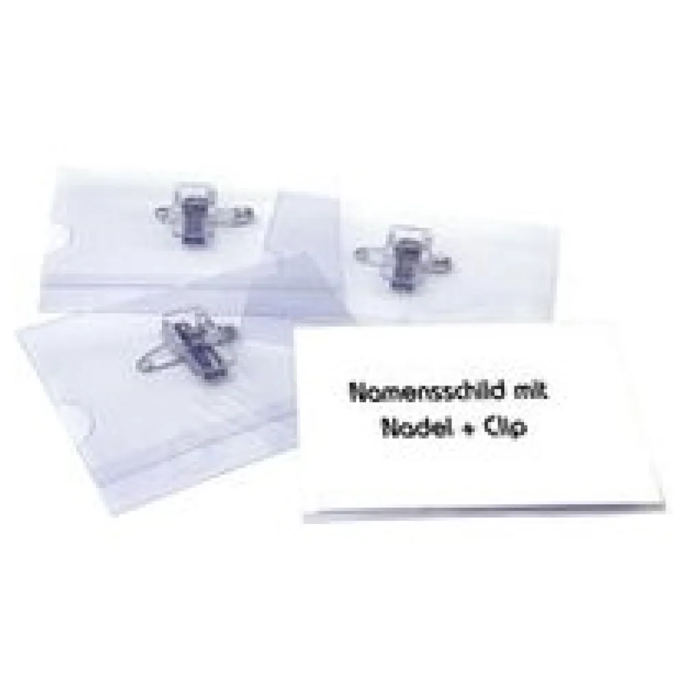 Ausweishalter, Namensschildhalter mit Kombi-Clip + Nadel, 40x75mm, 50 Stk. – Bild 3