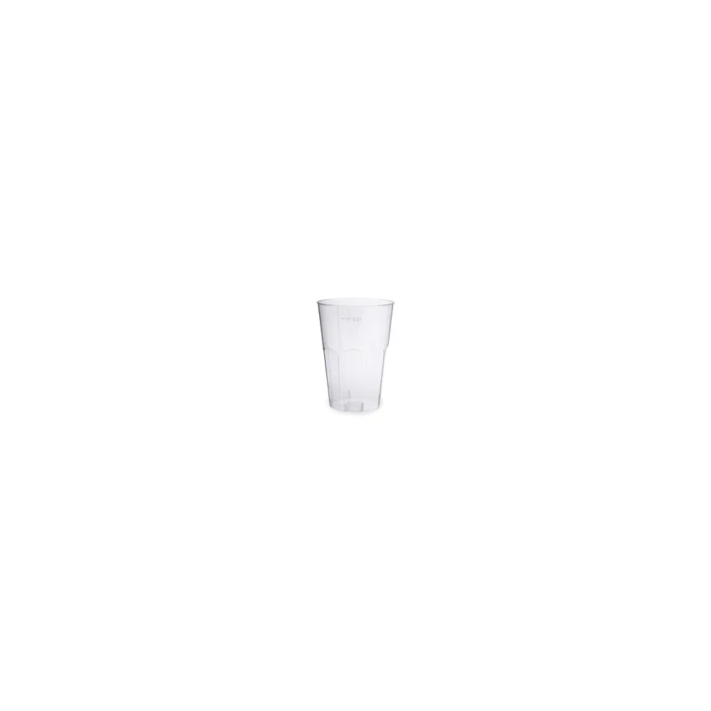 Einweg-Cocktailglas 300ml mit Eichstrichen, PS, transparent glasklar, 30 Stk.
