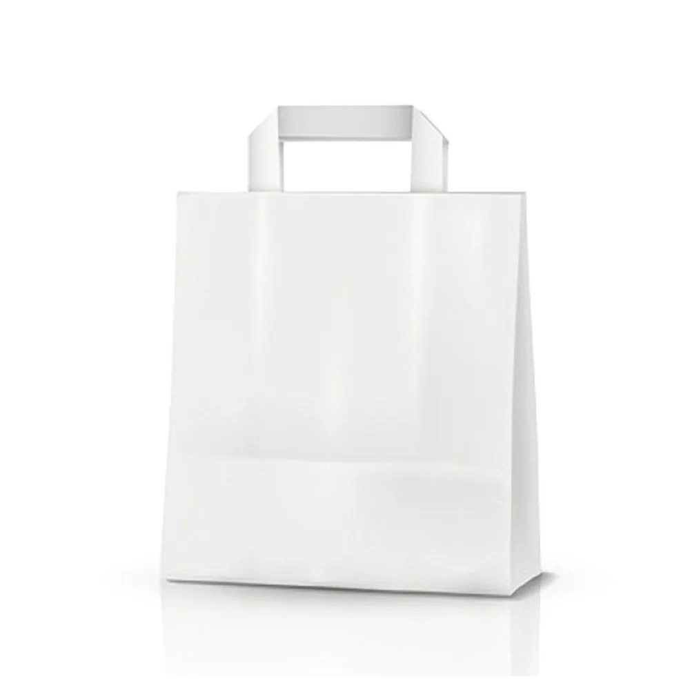 Papiertragetaschen aus Kraftpapier, 220+100x280mm, weiß 70 gr. – Bild 2