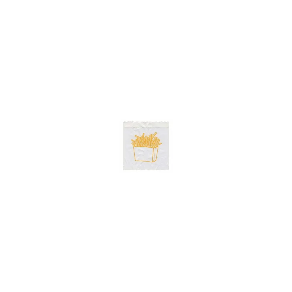 Pommes-Frites Beutel bedruckt, 100x50x110mm, mit Seitenfalten, 300 Stk.