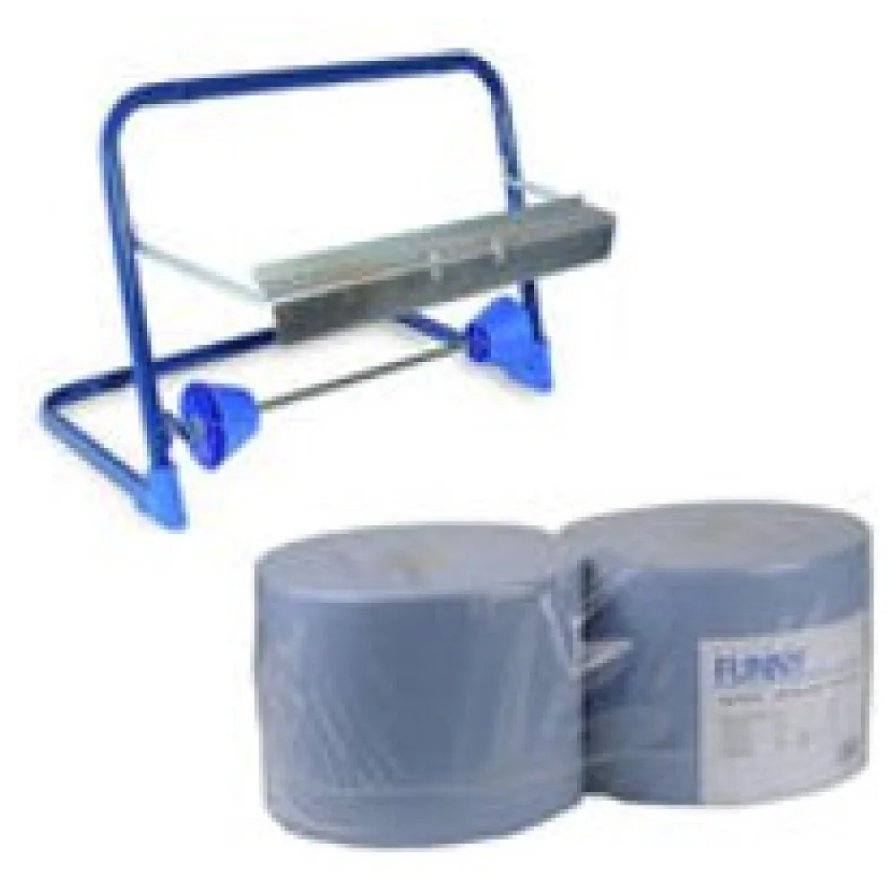 Wandhalter für Putztuchrollen inkl. 2 x 22cm breite 1000 Blatt Rollen – Bild 3