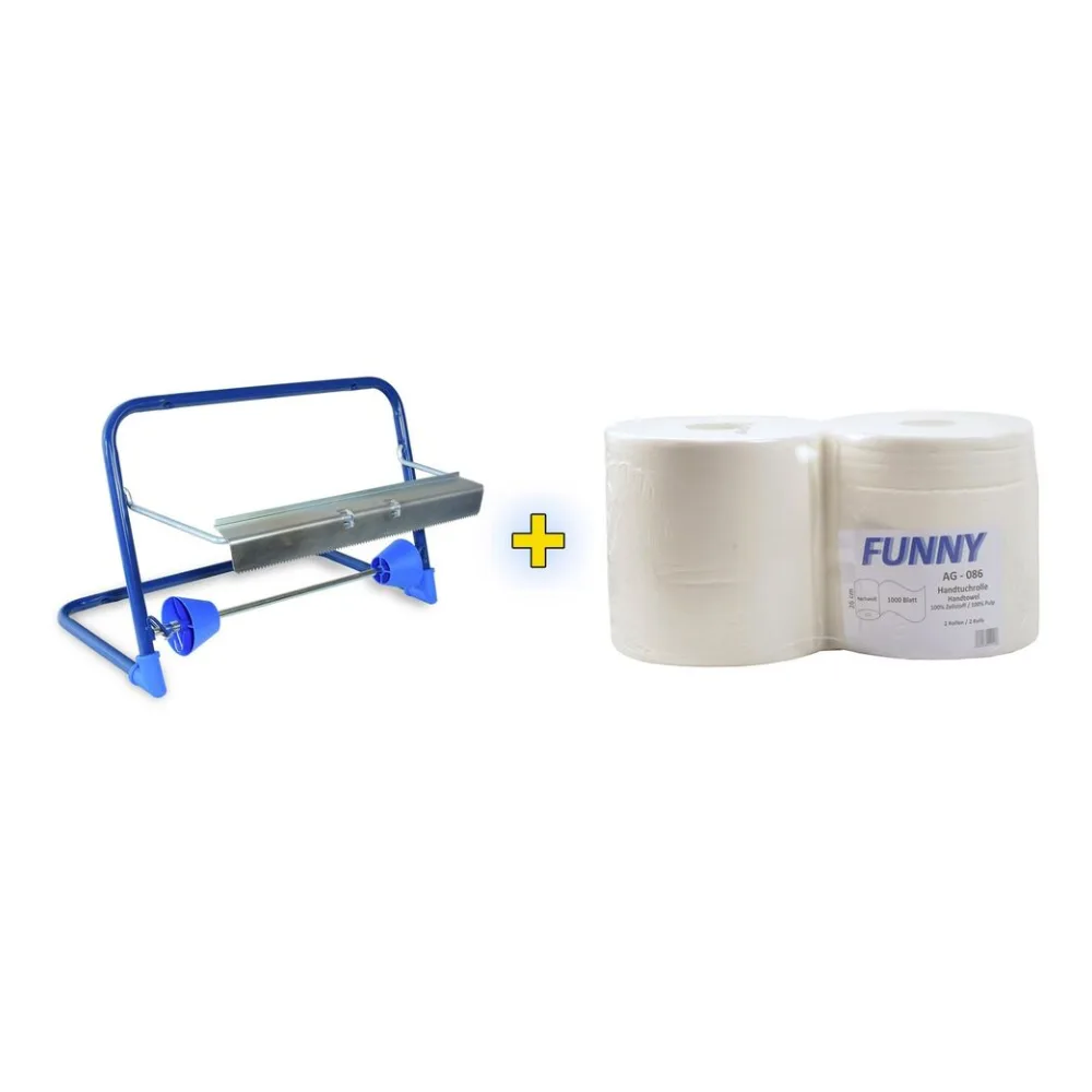 Wandhalter für Putztuchrollen inkl. 2 x 26cm breite 1000 Blatt Rollen – Bild 2