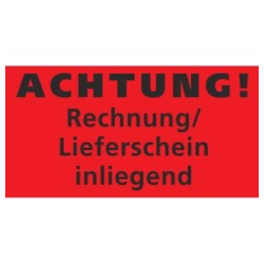 Hinweisetiketten Warnetiketten rot RECHNUNG /LS. INLIEGEND, 145x76mm, 1000 Stk.