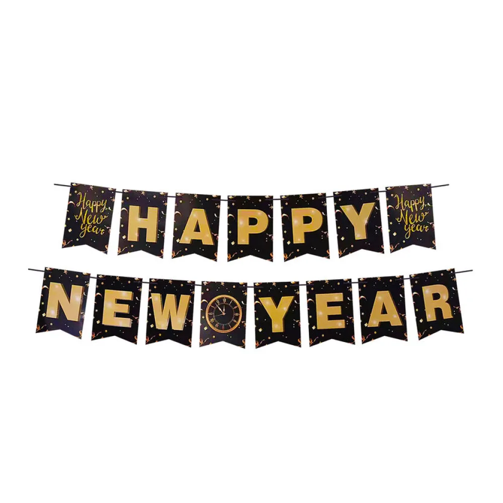 Girlande HAPPY NEW YEAR schwarz, 16 x 20 cm Buchstaben + 5m Band – Bild 2