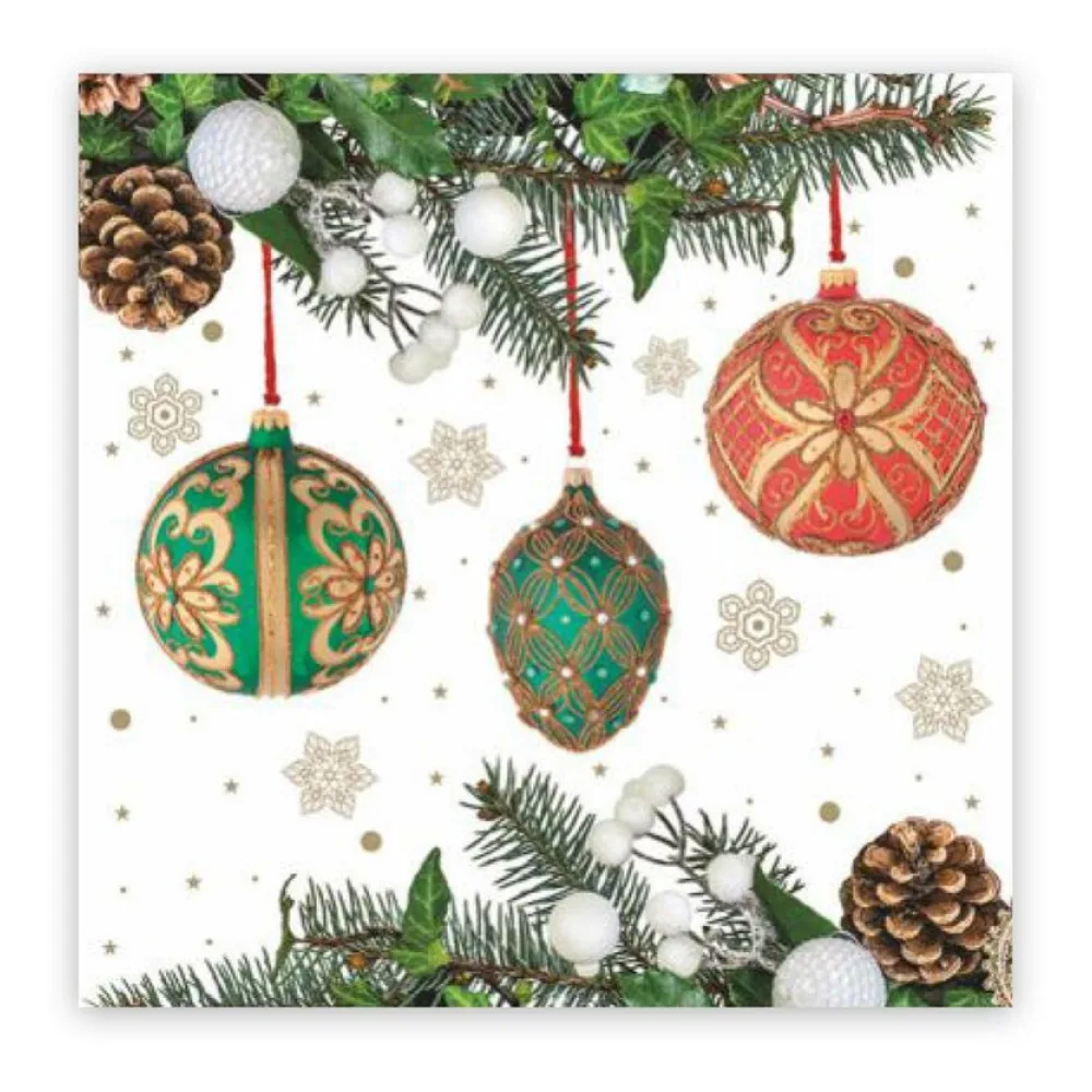 Weihnachtsservietten 3-lagig 33 x 33 cm Weihnachtskugeln am Baum, 20 Stk. – Bild 2