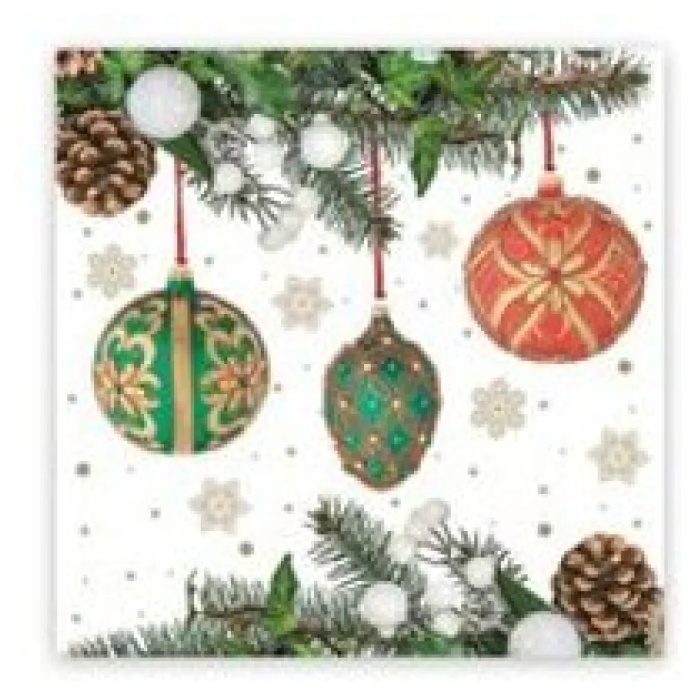 Weihnachtsservietten 3-lagig 33 x 33 cm Weihnachtskugeln am Baum, 20 Stk. – Bild 3