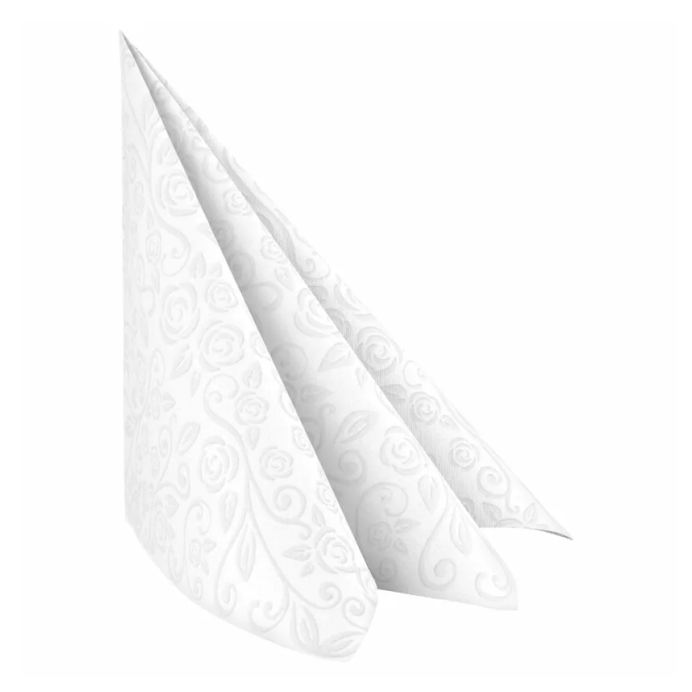 Servietten Airlaid 40x40cm, 1/4 -Falz, mit Rosenmuster, weiß, 50 Stk. – Bild 2