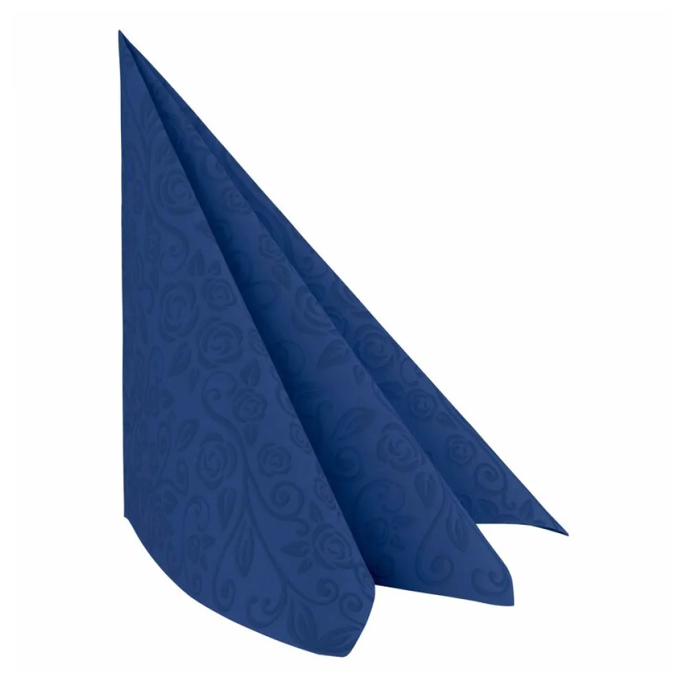 Servietten Airlaid 40x40cm, 1/4 -Falz, mit Rosenmuster, dunkelblau, 50 Stk. – Bild 2