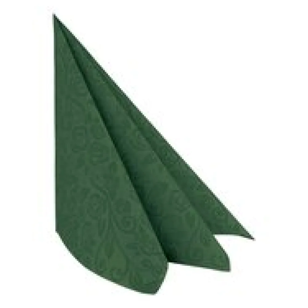 Servietten Airlaid 40x40cm, 1/4 -Falz, mit Rosenmuster, dunkelgrün, 50 Stk.