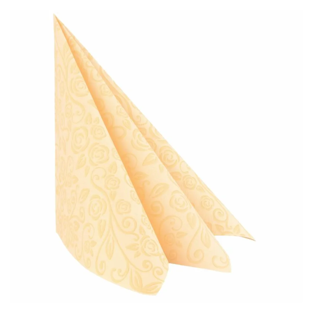 Servietten Airlaid 40x40cm, 1/4 -Falz, mit Rosenmuster, champagner, 50 Stk. – Bild 2