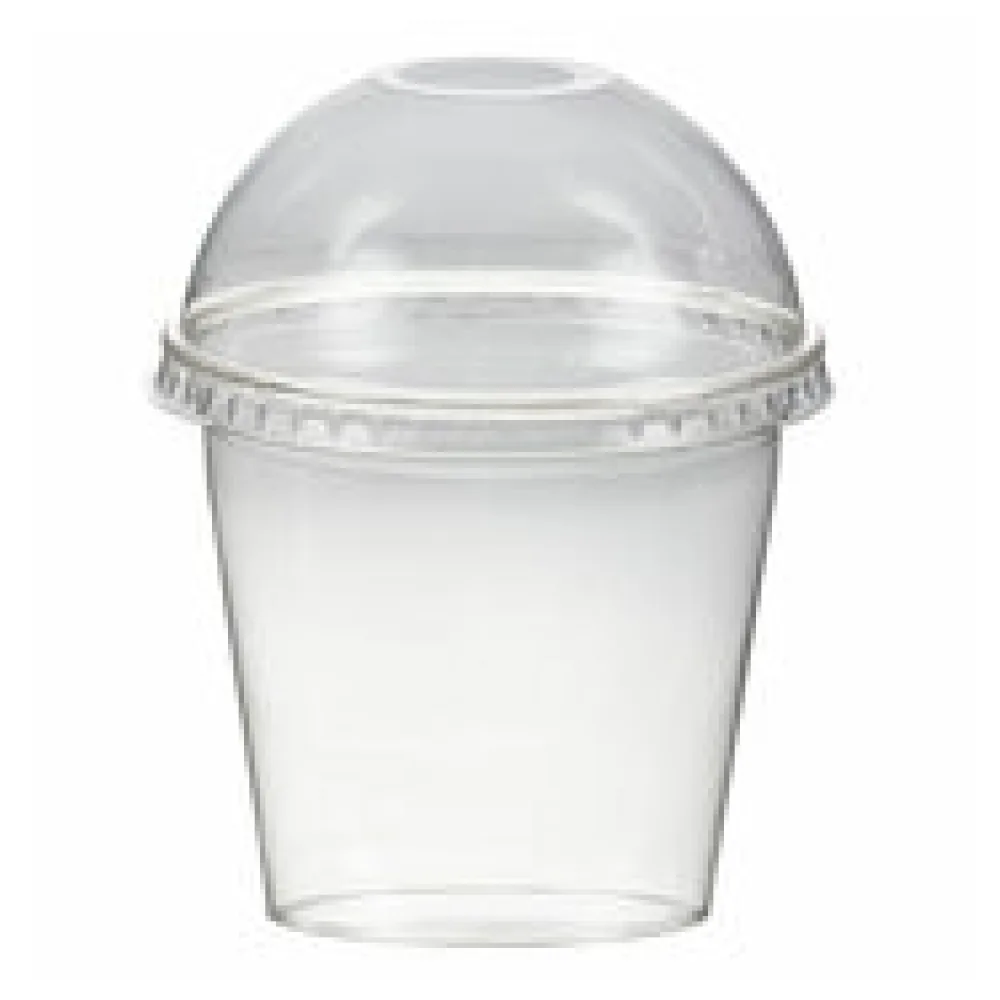 Smoothiebecher + Domdeckel mit Öffnung 250 ml, O 95mm, PET, glasklar, 50 Stk.